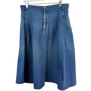Vintage Cherokee Denim Midi Skirt Western Pleated A-Line Size 14